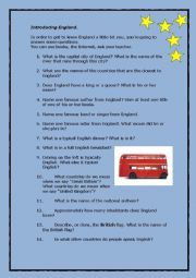 English Worksheet: Introducing England