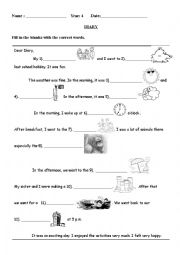 English Worksheet: Diary (cloze passage)