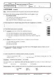 English Worksheet: test 2 first form tunisian students