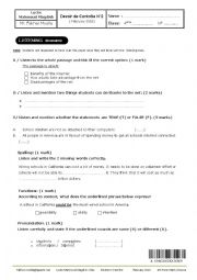English Worksheet:  mid term test for tunisian 4th formers