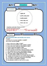 English Worksheet: homophones