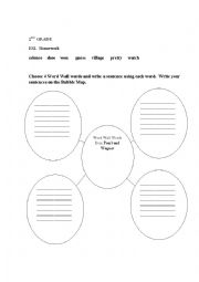 English Worksheet: 2nd grade ESL  Bubble Map for writing sentences using Word Wall Words