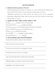 English Worksheet: Relative pronouns