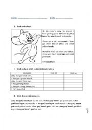English Worksheet: Parts of the body, have got has got and negation