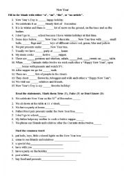 English Worksheet: New Years Day