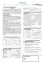 English Worksheet: final exam