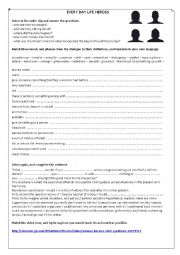 English Worksheet: every day life heroes
