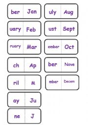 English Worksheet: months, domino