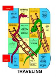 Snakes and Ladders  Boardgame withTraveling Vocabulary