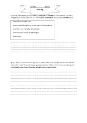 English Worksheet: writing worksheet for 3rd year tunisian programme