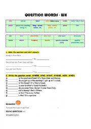 English Worksheet: Question Words + verb to be practice