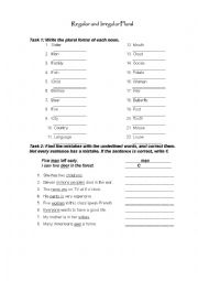 English Worksheet: Regular and Irregular Plural Noun Exercises