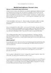 English Worksheet: Identity fraud nightmare: One mans story