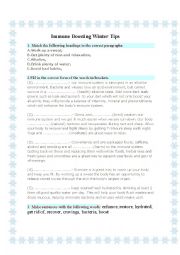 English Worksheet: IMMUNE BOOSTING WINTER TIPS