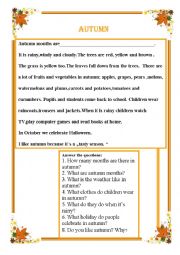 English Worksheet: Autumn