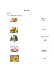 English Worksheet: breakfast