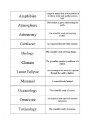 Science terms - matching game