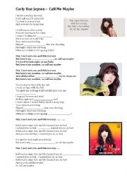 English Worksheet: Carly Rae Jepsen - Call me maybe