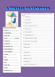 English Worksheet: a holiday to remember