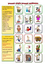 English Worksheet: present simple and present continuous (speaking)