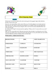 English Worksheet: New Year guessing game 