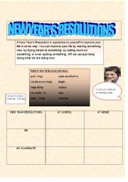 English Worksheet: New Years Resolutions