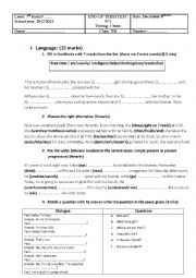 English Worksheet: Full Term Test N1