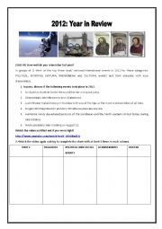 English Worksheet: 2012: Year in review (4 skills lesson)