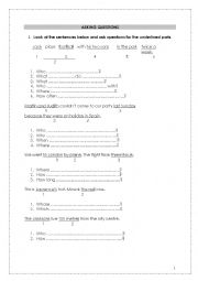 English Worksheet: ASKING QUESTIONS