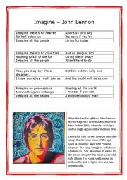 English Worksheet: Imagine� Song - Part One