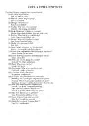 English Worksheet: Direct -indirect speech 