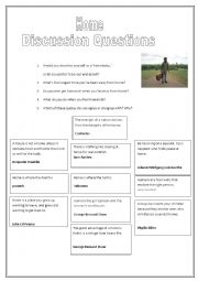 English Worksheet: Discussion: Home (Conversation Questions)