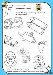 English Worksheet: Alphabet - Letter F - Activity