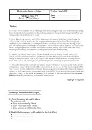 English Worksheet: Devoir de synthese 2nd form 