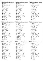 English Worksheet: Classroom gaps