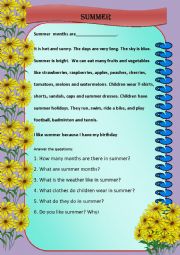 English Worksheet: Summer