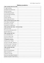 English Worksheet: Question word practice