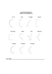 English Worksheet: SHAPES - Draw the other half