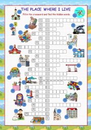 English Worksheet: The Place Where I Live Crossword Puzzle