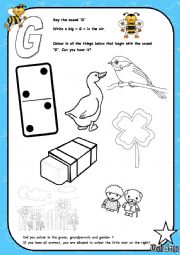 English Worksheet: Alphabet - Letter G - Activity