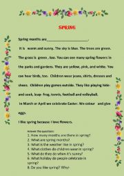 English Worksheet: Spring