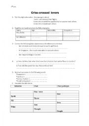 English Worksheet: criss-crossed lovers