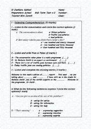 English Worksheet: mid-term test N:2