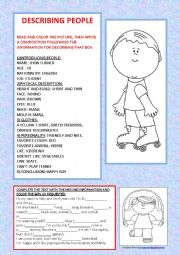 English Worksheet: describing people: 2 execises