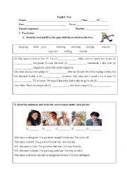 English Worksheet: English Test-October-7th grade