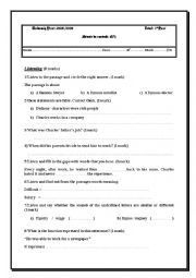 English Worksheet: mid term test n2 for 1st form