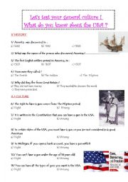 English Worksheet: Test your knowledge about the USA !