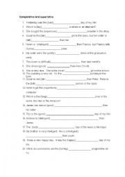 English Worksheet: Comparative and Superlative sentences