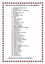 New Years Resolutions