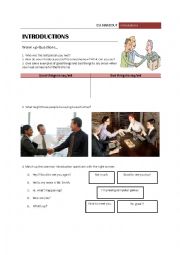 English Worksheet: Introductions - Meeting people